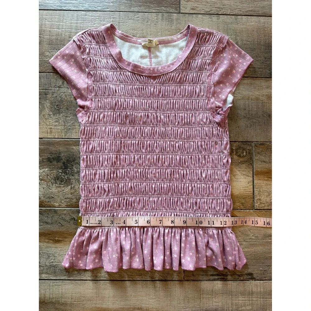 POL Floral Mauve Smocked Tee Shirt Size S